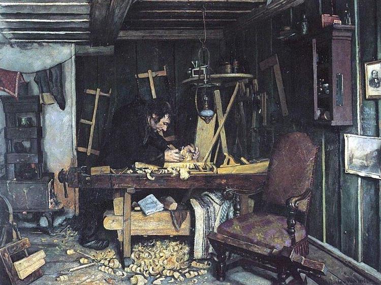 Gustav Wentzel Painting Snekkerverksted France oil painting art